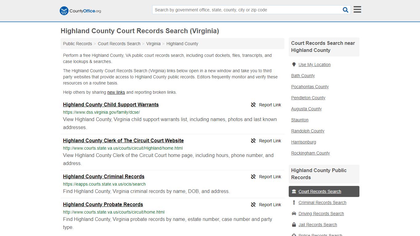 Court Records Search - Highland County, VA (Adoptions ...